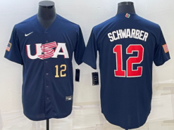 USA Kyle Schwarber Navy Gold 2023 World Baseball Classic Jersey