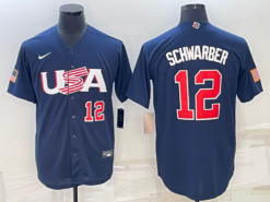 USA Kyle Schwarber Navy Red 2023 World Baseball Classic Jersey