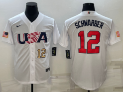 USA Kyle Schwarber White Gold 2023 World Baseball Classic Jersey