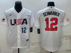 USA Kyle Schwarber White Navy 2023 World Baseball Classic Jersey