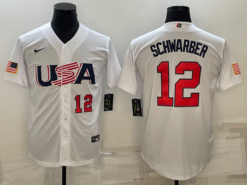 USA Kyle Schwarber White Red 2023 World Baseball Classic Jersey