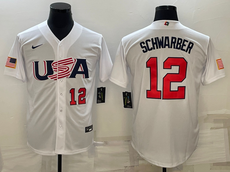 USA Kyle Schwarber White Red 2023 World Baseball Classic Jersey USA Kyle Schwarber White Red 2023 World Baseball Classic Jersey