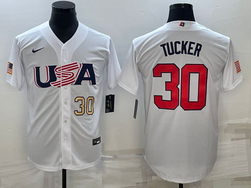 USA Kyle Tucker White Gold 2023 World Baseball Classic Jersey USA Kyle Tucker White Gold 2023 World Baseball Classic Jersey