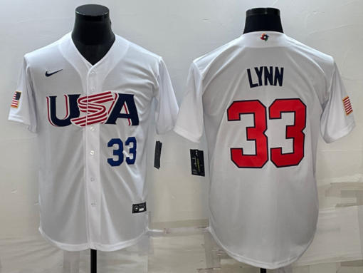 USA Lance Lynn White Navy 2023 World Baseball Classic Jersey