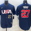 USA Mike Trout Navy Red 2023 World Baseball Classic Jersey
