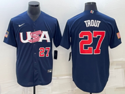 USA Mike Trout Navy Red 2023 World Baseball Classic Jersey