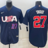 USA Mike Trout Red Gold 2023 World Baseball Classic Jersey