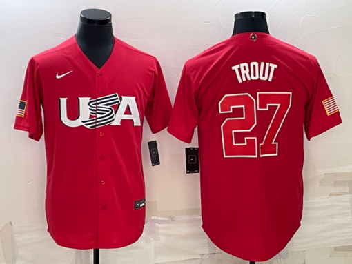 USA Mike Trout Red 2023 World Baseball Classic Jersey