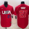 USA Mike Trout Red Red 2023 World Baseball Classic Jersey