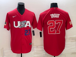 USA Mike Trout Red Navy 2023 World Baseball Classic Jersey
