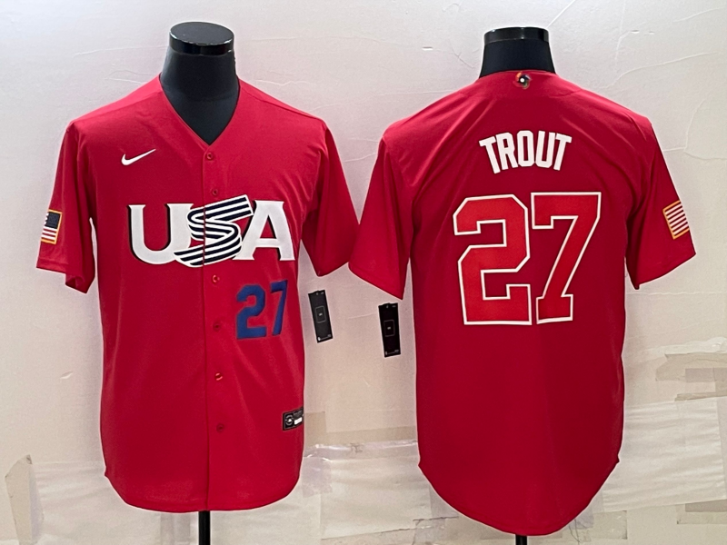 USA Mike Trout Red Navy 2023 World Baseball Classic Jersey USA Mike Trout Red Navy 2023 World Baseball Classic Jersey