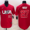 USA Mike Trout Red Gold 2023 World Baseball Classic Jersey