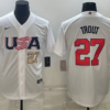 USA Mike Trout Red White 2023 World Baseball Classic Jersey