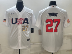 USA Mike Trout White Gold 2023 World Baseball Classic Jersey
