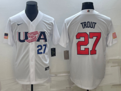USA Mike Trout White Navy 2023 World Baseball Classic Jersey