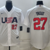 USA Mike Trout White Gold 2023 World Baseball Classic Jersey