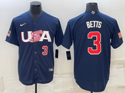 USA Mookie Betts Navy Red 2023 World Baseball Classic Jersey