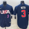 USA Mookie Betts Navy Red 2023 World Baseball Classic Jersey