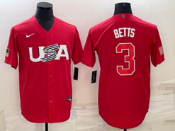 USA Mookie Betts Red 2023 World Baseball Classic Jersey