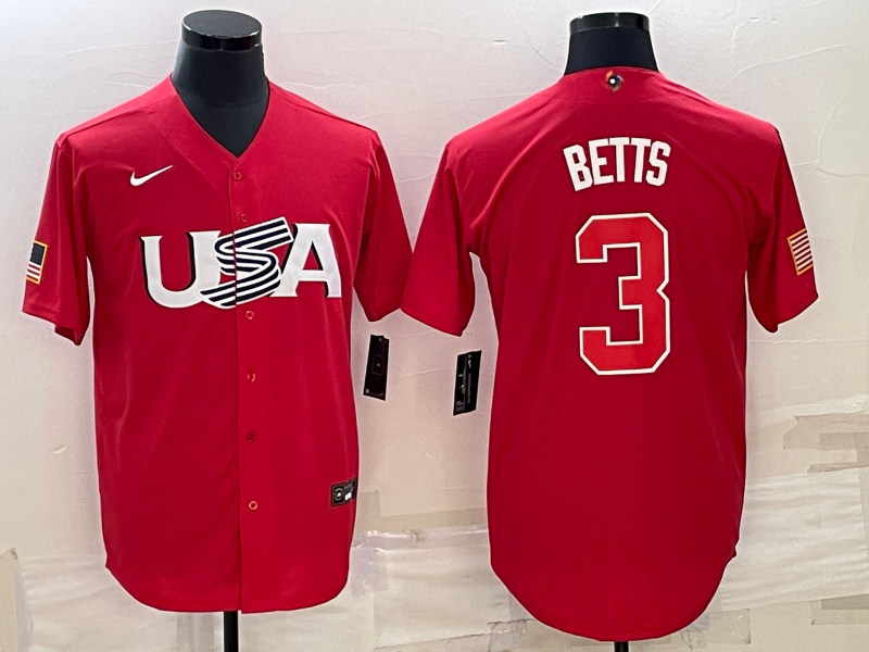 USA Mookie Betts Red 2023 World Baseball Classic Jersey USA Mookie Betts Red 2023 World Baseball Classic Jersey