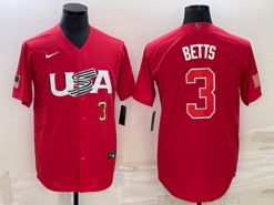 USA Mookie Betts Red Gold 2023 World Baseball Classic Jersey