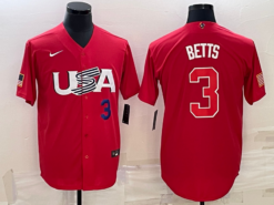 USA Mookie Betts Red Navy 2023 World Baseball Classic Jersey