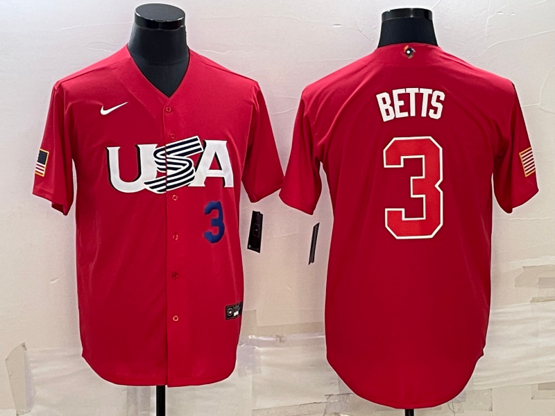 USA Mookie Betts Red Navy 2023 World Baseball Classic Jersey USA Mookie Betts Red Navy 2023 World Baseball Classic Jersey