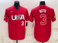 USA Mookie Betts Red White 2023 World Baseball Classic Jersey