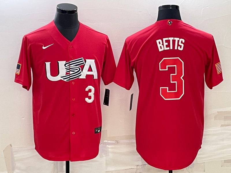 USA Mookie Betts Red White 2023 World Baseball Classic Jersey USA Mookie Betts Red White 2023 World Baseball Classic Jersey