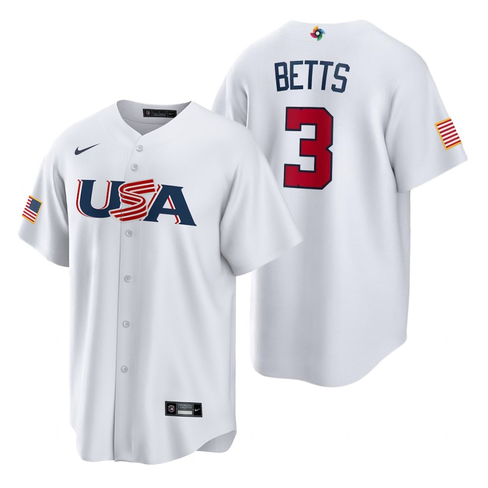 USA Mookie Betts White 2023 World Baseball Classic Jersey USA Mookie Betts White 2023 World Baseball Classic Jersey