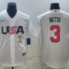 USA Mookie Betts White Red 2023 World Baseball Classic Jersey