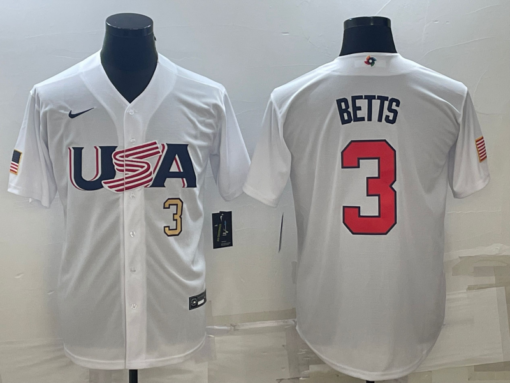 USA Mookie Betts White Gold 2023 World Baseball Classic Jersey