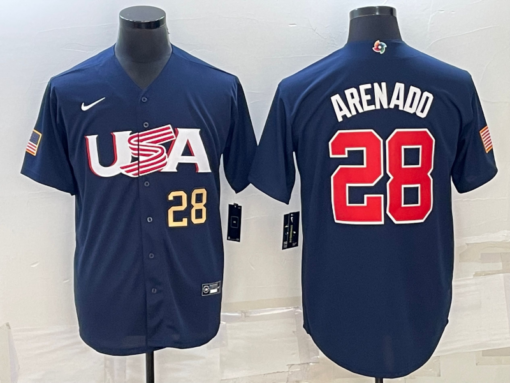 USA Nolan Arenado Navy Gold 2023 World Baseball Classic Jersey