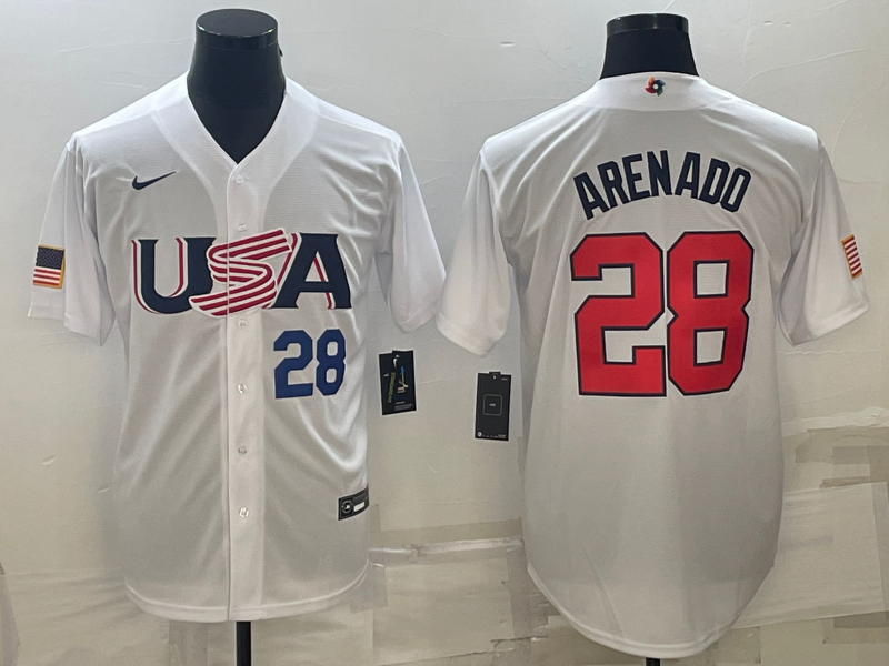 USA Nolan Arenado White Navy 2023 World Baseball Classic Jersey USA Nolan Arenado White Navy 2023 World Baseball Classic Jersey