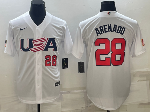 USA Nolan Arenado White Red 2023 World Baseball Classic Jersey