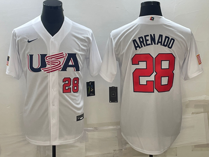 USA Nolan Arenado White Red 2023 World Baseball Classic Jersey USA Nolan Arenado White Red 2023 World Baseball Classic Jersey