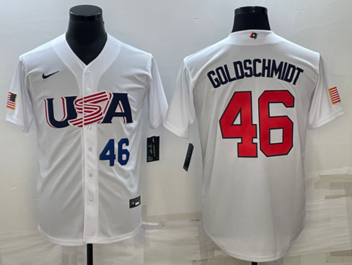 USA Paul Goldschmidt White Navy 2023 World Baseball Classic Jersey