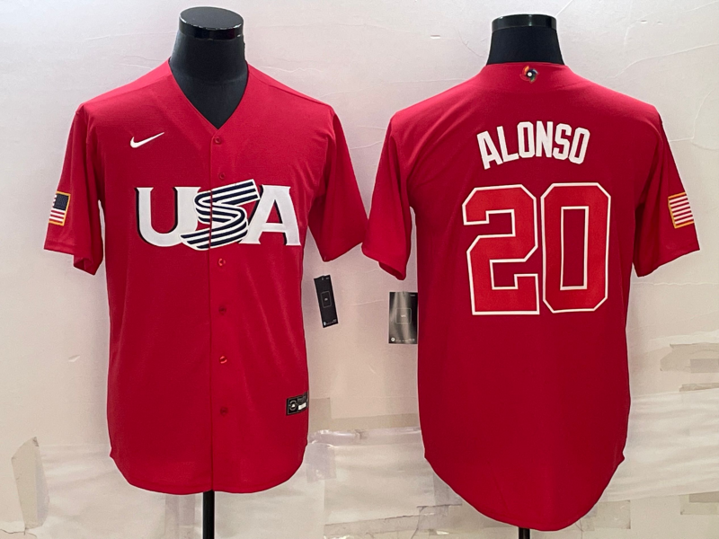 USA Pete Alonso Red 2023 World Baseball Classic Jersey USA Pete Alonso Red 2023 World Baseball Classic Jersey