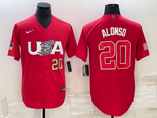USA Pete Alonso Red Gold 2023 World Baseball Classic Jersey