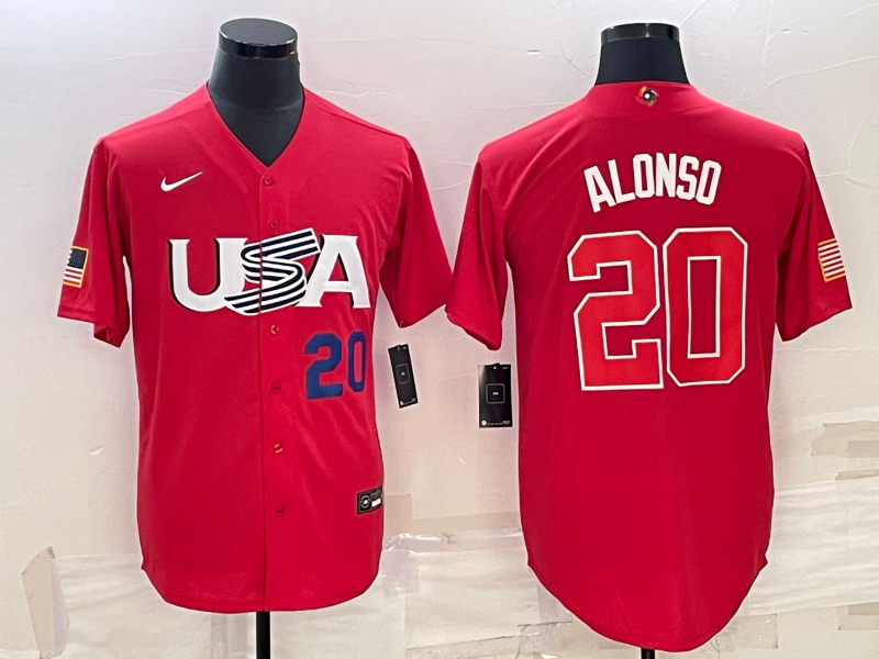 USA Pete Alonso Red Navy 2023 World Baseball Classic Jersey USA Pete Alonso Red Navy 2023 World Baseball Classic Jersey