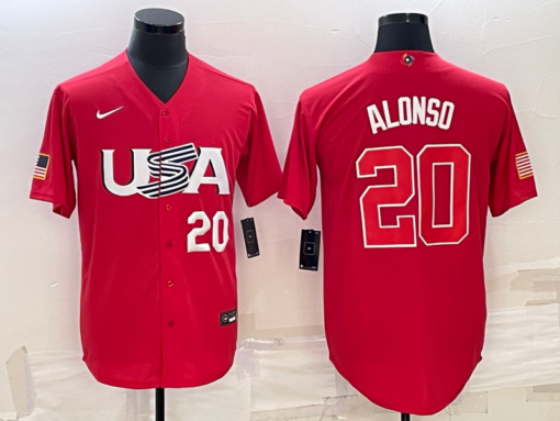USA Pete Alonso Red White 2023 World Baseball Classic Jersey