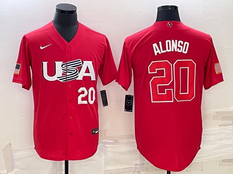 USA Pete Alonso Red White 2023 World Baseball Classic Jersey USA Pete Alonso Red White 2023 World Baseball Classic Jersey