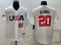 USA Pete Alonso White Red 2023 World Baseball Classic Jersey