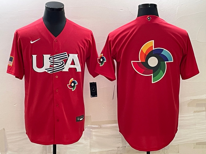 USA Red 2023 World Baseball Classic Jersey with Big Logo USA Red 2023 World Baseball Classic Jersey with Big Logo