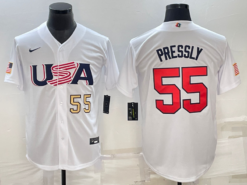 USA Ryan Pressly White Gold 2023 World Baseball Classic Jersey