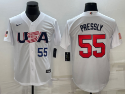 USA Ryan Pressly White Navy 2023 World Baseball Classic Jersey