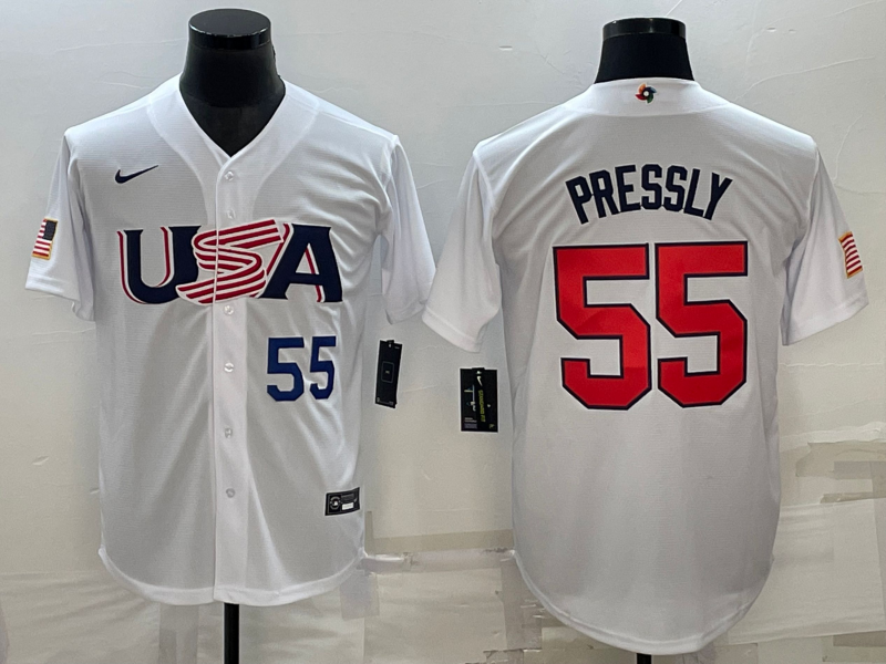 USA Ryan Pressly White Navy 2023 World Baseball Classic Jersey USA Ryan Pressly White Navy 2023 World Baseball Classic Jersey