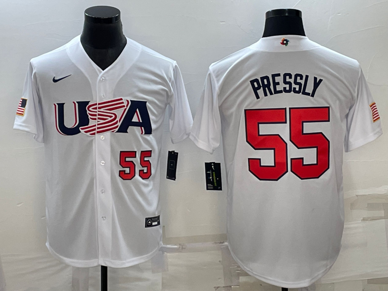 USA Ryan Pressly White Red 2023 World Baseball Classic Jersey USA Ryan Pressly White Red 2023 World Baseball Classic Jersey
