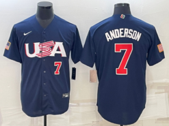 USA Tim Anderson Navy Red 2023 World Baseball Classic Jersey