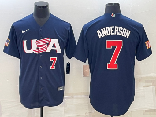 USA Tim Anderson Navy Red 2023 World Baseball Classic Jersey